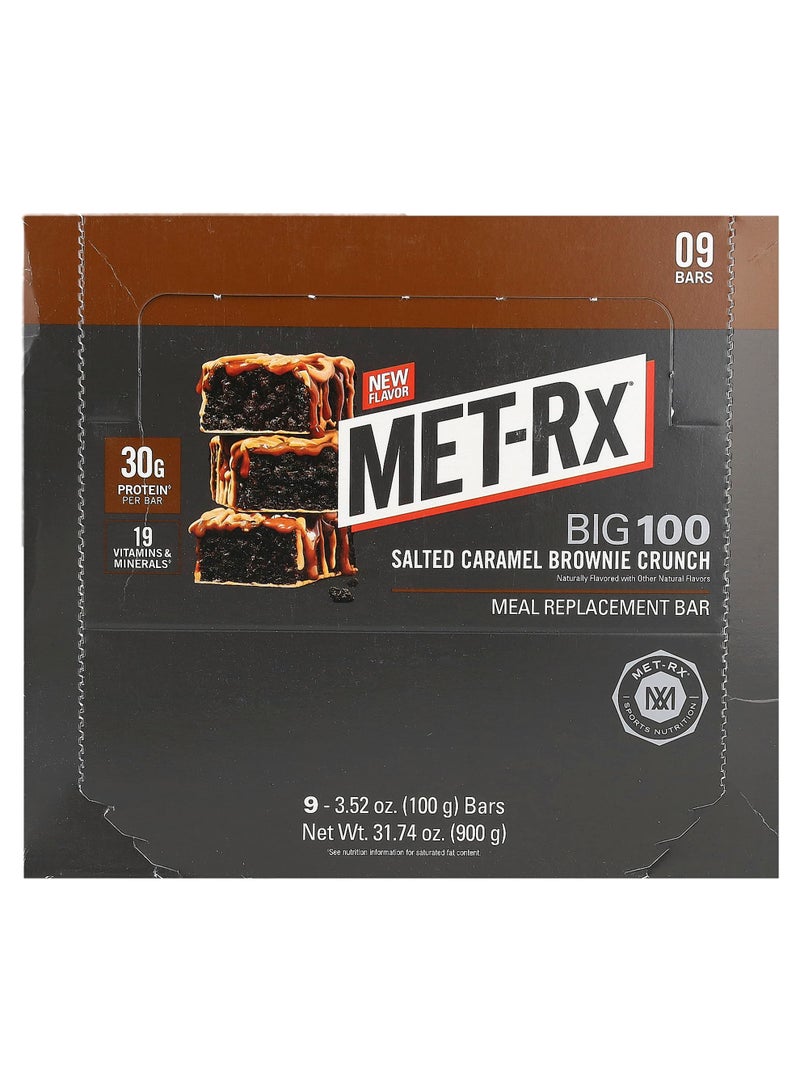 Big 100, Meal Replacement Bar, Salted Caramel Brownie Crunch , 9 Bars, 3.52 oz (100 g) Each